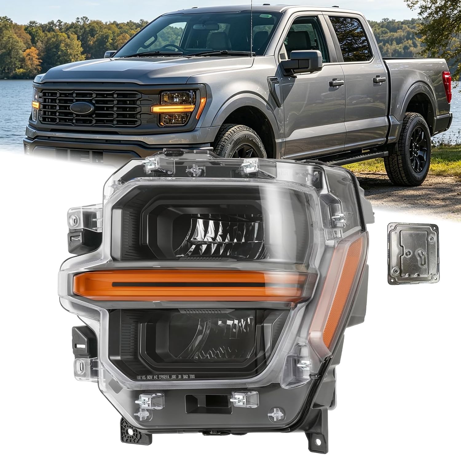LED Headlight Assembly Driver Side For Ford F-150 F150 2024 2025 w/ Module Bulb