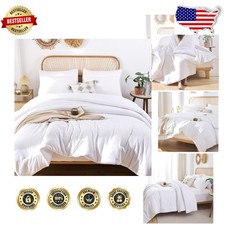 Oversized King Comforter Set White Boho 3pc Soft Lightweight 120"x98" All Season