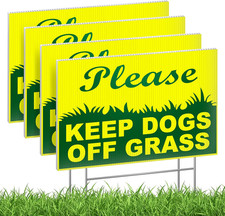 4-Pack Keep off Grass Signs for Yard, 6X9 Double-Sided Coroplast Lawn Signs with
