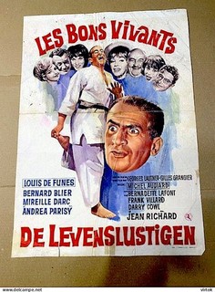 Affiche ciné belge LES BONS VIVANTS Louis de Funès Grangier Lautner 35/50cm 1965