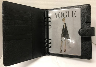 Cloth and Paper Chevron Quilted Black Leather 6 Ring Agenda Planner. Size A5.