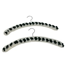 2 Vintage Handmade Crochet Clothes Hangers Yarn Covered Cottage Core Green White