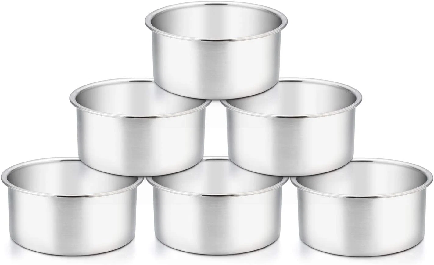 4 Inch Cake Pan, 6 Pcs Layer Baking round Cake Pans Set Stainless Steel