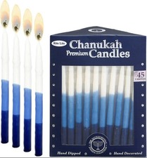 Rite Lite Premium Chanukah Candles- Pack of 45 Hanukkah Blue/White Tri-Color 