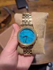 Michael Kors Turquoise Face 35mm Gold Stainless Steel Watch Womens