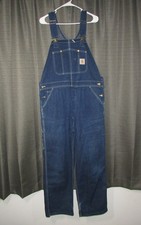 Vintage Carhartt Overalls Mens 38x30 Blue Denim Carpenter Bibs, 88FBH  USA