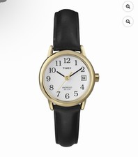 Timex Easy Reader 25mm Gold Brass Case, Black Leather Strap, Women's Watch