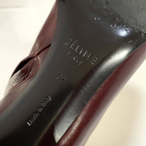 3647 Celine Leather Short Boots Bang Bordeaux - Picture 9 of 10