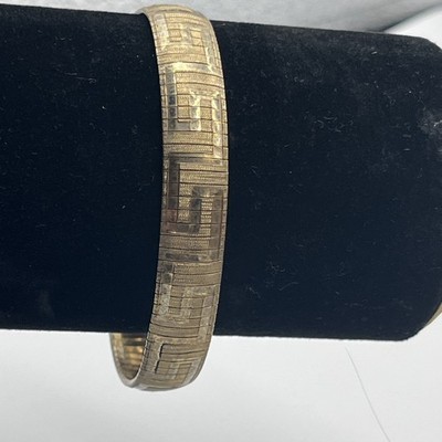 JCM Textur Flexi Sterlingsilber 925 goldfarben Armband griechisches Schlüsselmuster Vintage