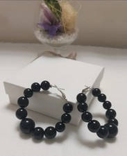 Orecchini a Cerchio Eleganti con Perle Nere