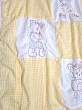 Hand Stitched Baby Blanket Nursery Crib Bedding Cotton Gender Neutral Yellow