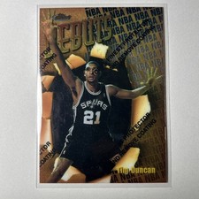 TIM DUNCAN 97/98 TOPPS FINEST ROOKIE CARD RC #101 WITH PROTECTIVE COATING. rookie card picture