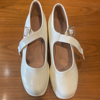 cuccoo White Patent Leather Mary Jane Buckle Strap Round Toe Heel US 9 M