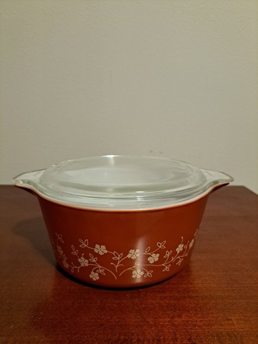Pyrex Vintage 474-B Trailing Flowers Red 1.5 Liter Casserole Dish With ...