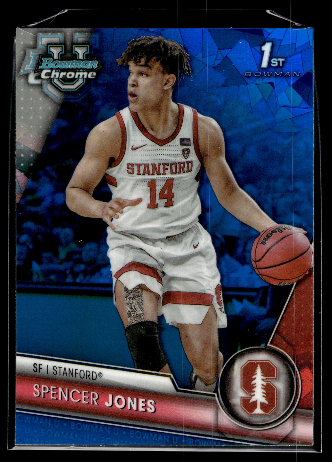 Spencer Jones 2023-24 Bowman University Chrome 1st Sapphire Edition Card #74
