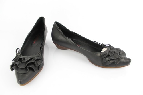 COULEUR POURPRE Ballerines Pointues Tout Cuir Noir T 36 Excellent état - Photo 2 sur 11