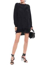IRO PARIS €595 Hassle 100% silk black slip tunic mini dress UK 6 FR 34 US 2 BNWT