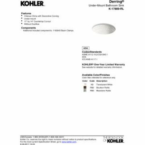 KOHLER K-17889-RL-RB3 ARTIST EDITIONS Derring Design on Oval Under-Mount - Picture 4 of 5