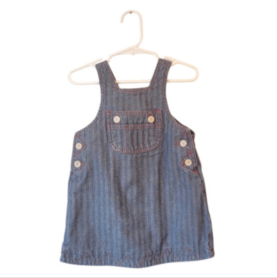 Baby Gap Y2K Chambray Herringbone Overall Jumper Dress Size 18-24 Months