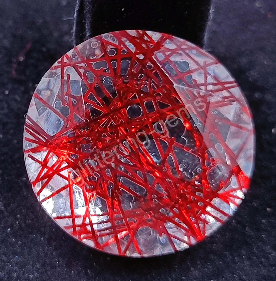 60.90 Ct Round Cut Red Rutilated Quartz Certified Transparent Loose Gems M25 - Image 4 of 4