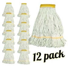 12pk Flat Saddle Mop Head Replacement Soft Loop End String Absorbent Cotton 21oz