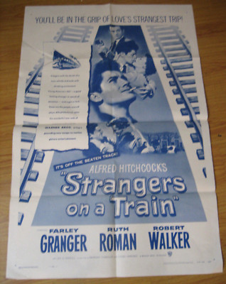 Strangers on a Train movie poster Orig, 1sh Movie Poster R57 Hitchcock, Granger 