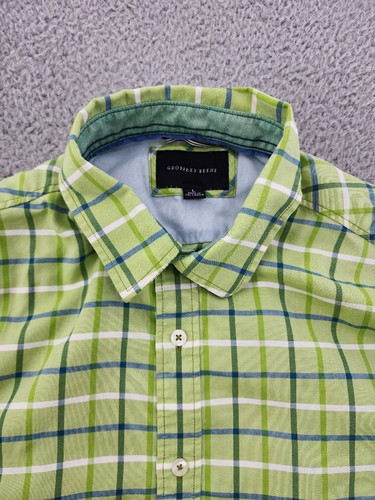 Geoffrey Beene Shirt Mens Large Kiwi Green Short Sleeve Button Up Adult Comfort - Picture 2 of 11