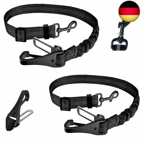 DVEDO 2-in-1 Hundesicherheitsgurt Fürs Auto – 2 Stück, Mit Bungee-Puffer, Verstellbar & Stoßfest Für Alle Fahrzeuge
