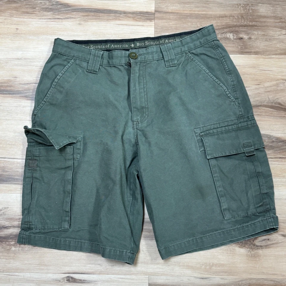 BOY SCOUTS Uniform Shorts Mens 32 BSA Canvas Green - Image 2 of 4