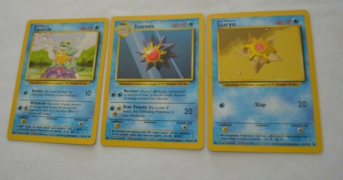 POKEMON SQUIRTLE 63/102 1999, STARMIE 64/102 & STARYU 65/102 - Foto 1 di 2