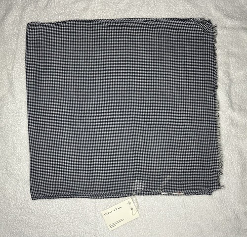 GANT Men’s Scarf Muffler Rugger Blue White Gingham Check Cotton 17”x73”in NWT
