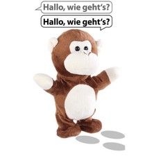 Playtastic Sprechender Plüsch-Affe mit Mikrofon, spricht nach und läuft, 22 cm
