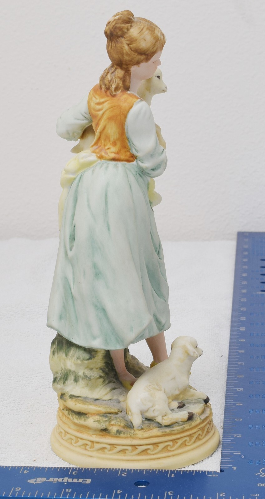 VTG Ethan Allen Figurine Bisque Woman with Sheep #3211B 9" Hand Painted