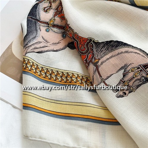 Sallys 70% Cashmere 30% Silk Stole Carriage Print Double Face Scarf Shawl 53" - Picture 25 of 26