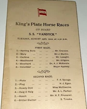 Rare Antique S.S. Vandyck Steamship Ocean Liner King's Plate Horse Races Program