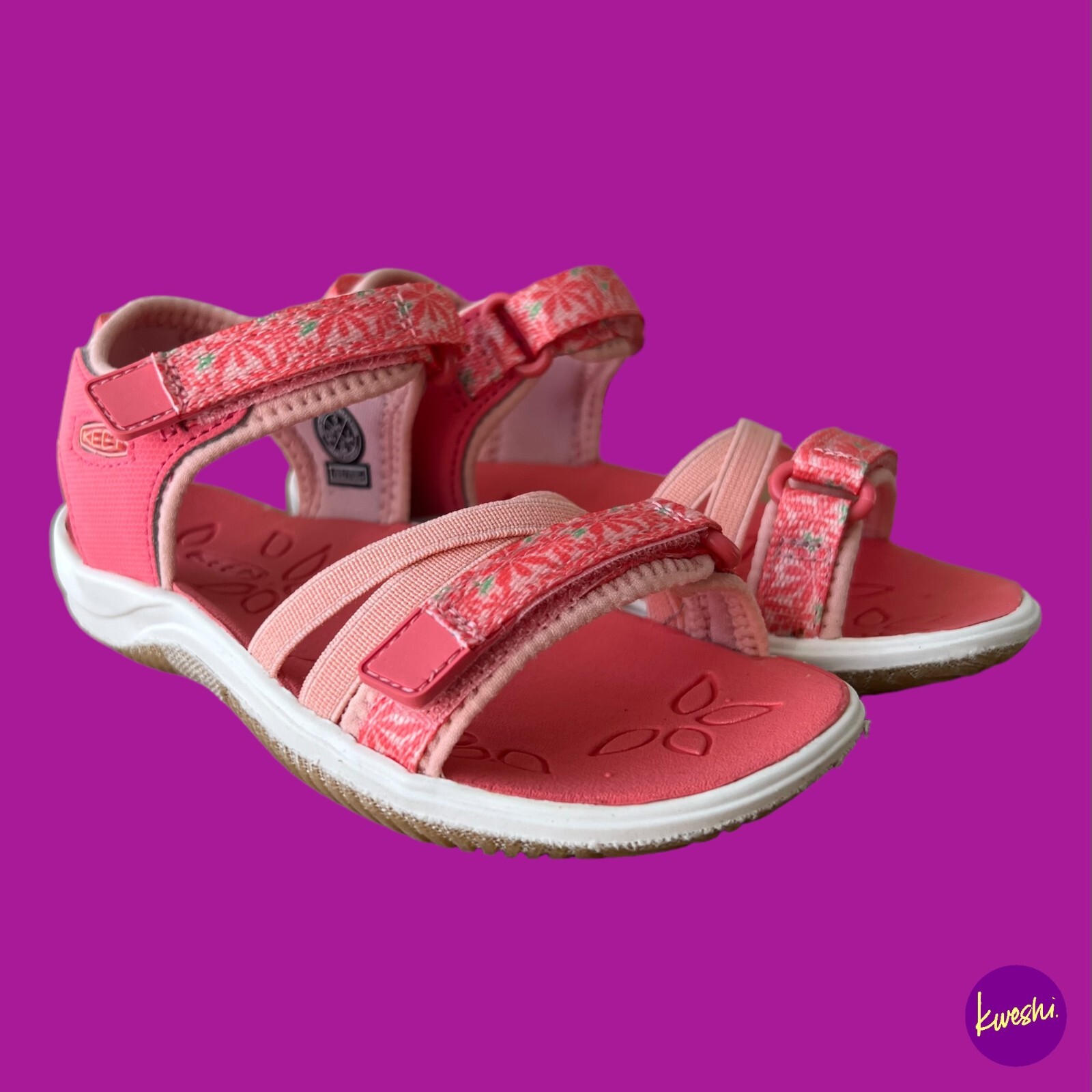 KEEN Sandali Verano da bambina punta aperta lavabili floreali pesca UK 8 EU 25 26 US 9