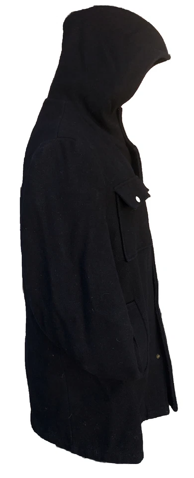 复古羊毛大衣男式 40 Us M 格子衬里 60 年代 70 年代拉链帽罕见 — 第 4/4 张图片