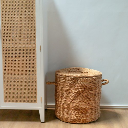 Wäschekorb groß mit Deckel 54x55 cm 130 L Wäschesammler Geflochten Braun Soeji® - Bild 5 von 9
