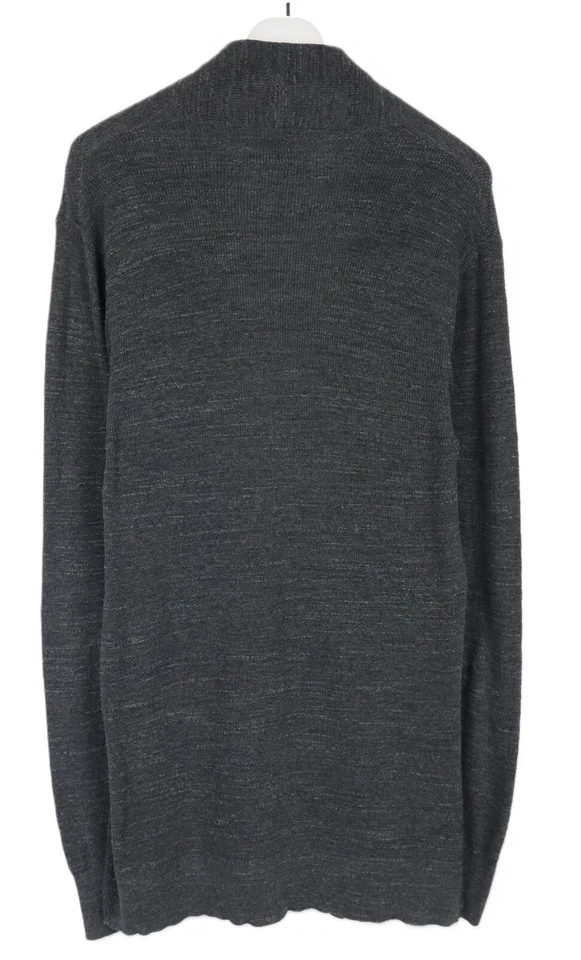 Cardigã ALLSAINTS Furn Jumper masculino GRANDE aberto cinza elástico - Imagem 2 de 4