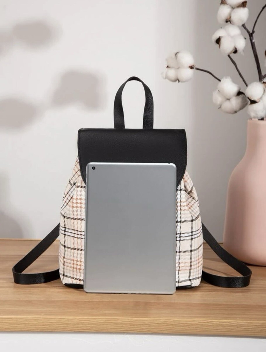 Plaid Check Cute Mini Backpack Bag Purse for Women & Girls  display picture 1