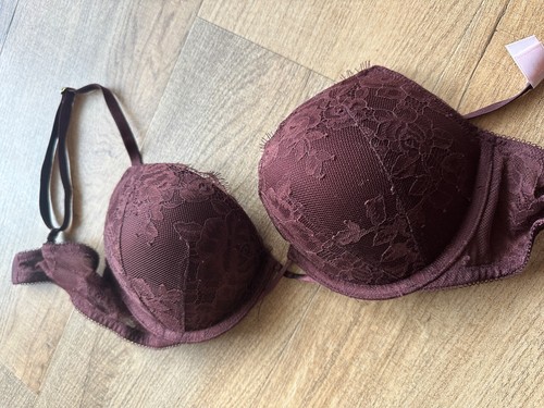 Victoria‘s Secret, Push Up BH aus Spitze mit Rosenmuster, weinrot, 34B - Bild 5 von 5