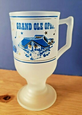 Grand Ole Opry Frosted Glass Beer  Mug  5 ½  Tall  - Used - some fading