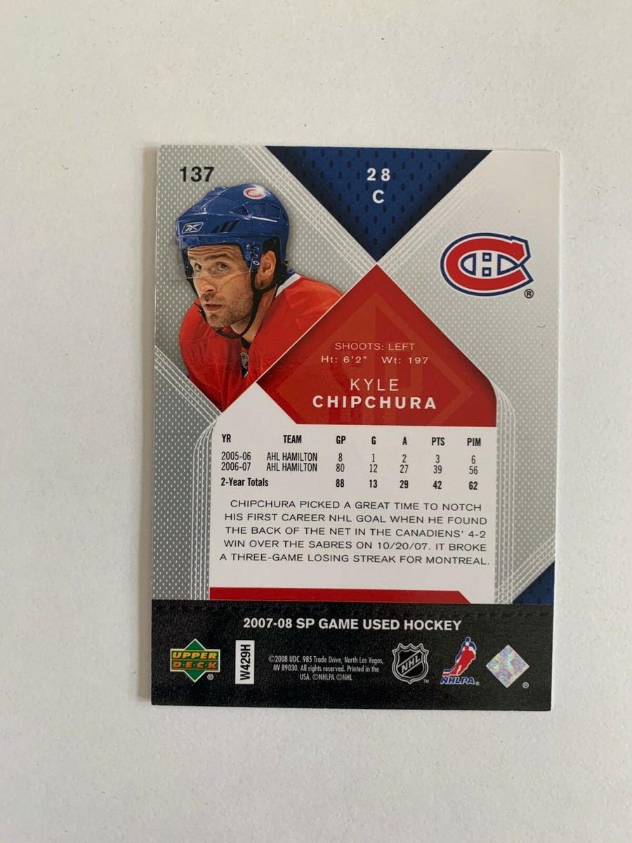 2007-08 SP Game Used #137 Kyle Chipchura RC 760/999 2007-08 SP Game Used #137 Kyle Chipchura RC 760/999