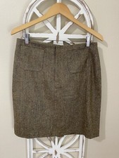 Y2K J CREW BLUE LABEL size 12 WOOL BLEND FRONT POCKETS Y2K STRAIGHT MINI SKIRT