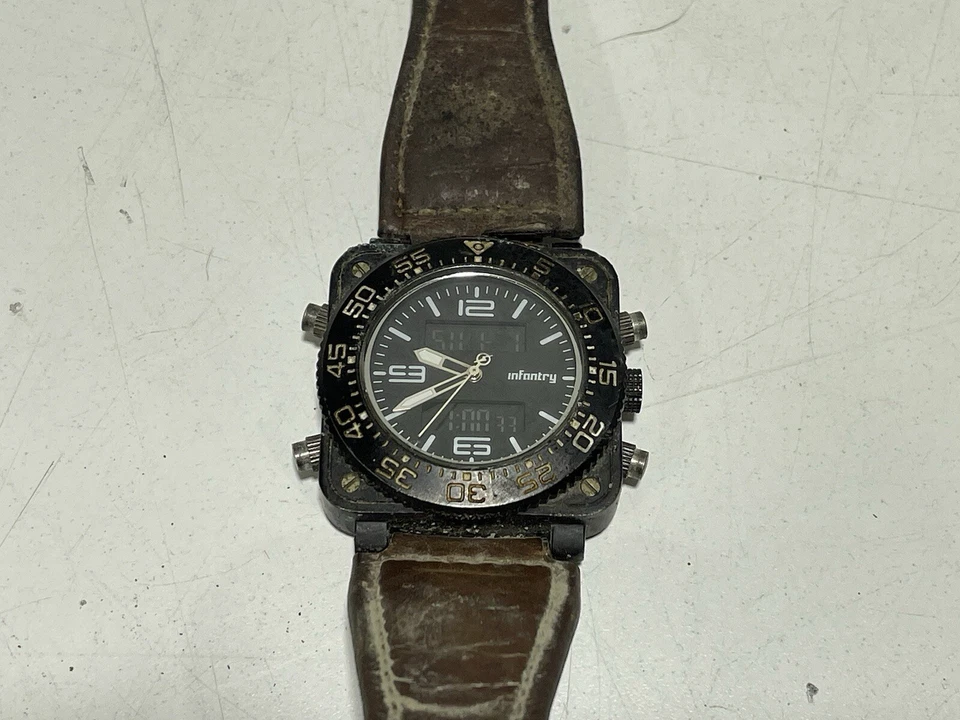 Infantry Analogue-Version FS1 Men Watch Military Vintage Leather Band CC 33UA - image 3 of 4