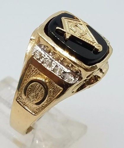 Sale GOLd Mens freeMason Masonic Mason ring 14k solid yellow 10 ASK 8 9 11 12 - Picture 10 of 12