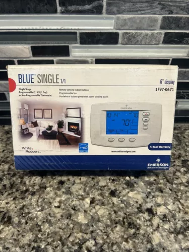 WHITE-RODGERS EMERSON 1F97-0671 BLUE SINGLE PROGRAMMABLE  THERMOSTAT Singlestage