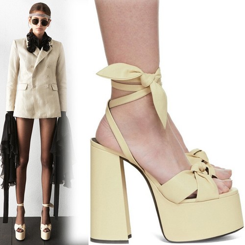 Womens Fish Mouth Thick Heel Sandals Butterfly Bow Strap Super High Heels Shoes