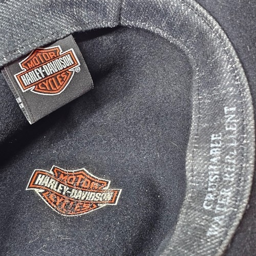 VTG Harley Davidson Black Wool Felt Cowboy Hat Crushable & Water Repellent - Bild 9 von 9