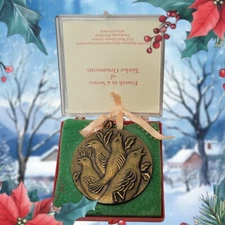 Vintage Bronze Ornament 1990 Four Birds 12 Days Christmas Series Matthews Int'l